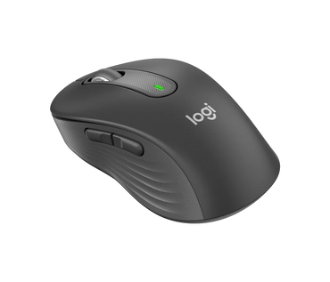 Vista lateral izquierda del mouse Logitech M650 L mostrando curva ergonómica