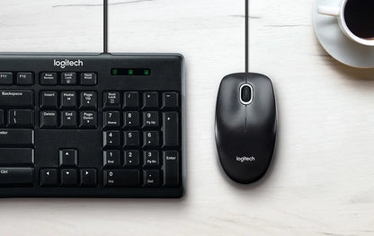 Mouse óptico Logitech MK200 negro con cable USB y rueda de desplazamiento lateral