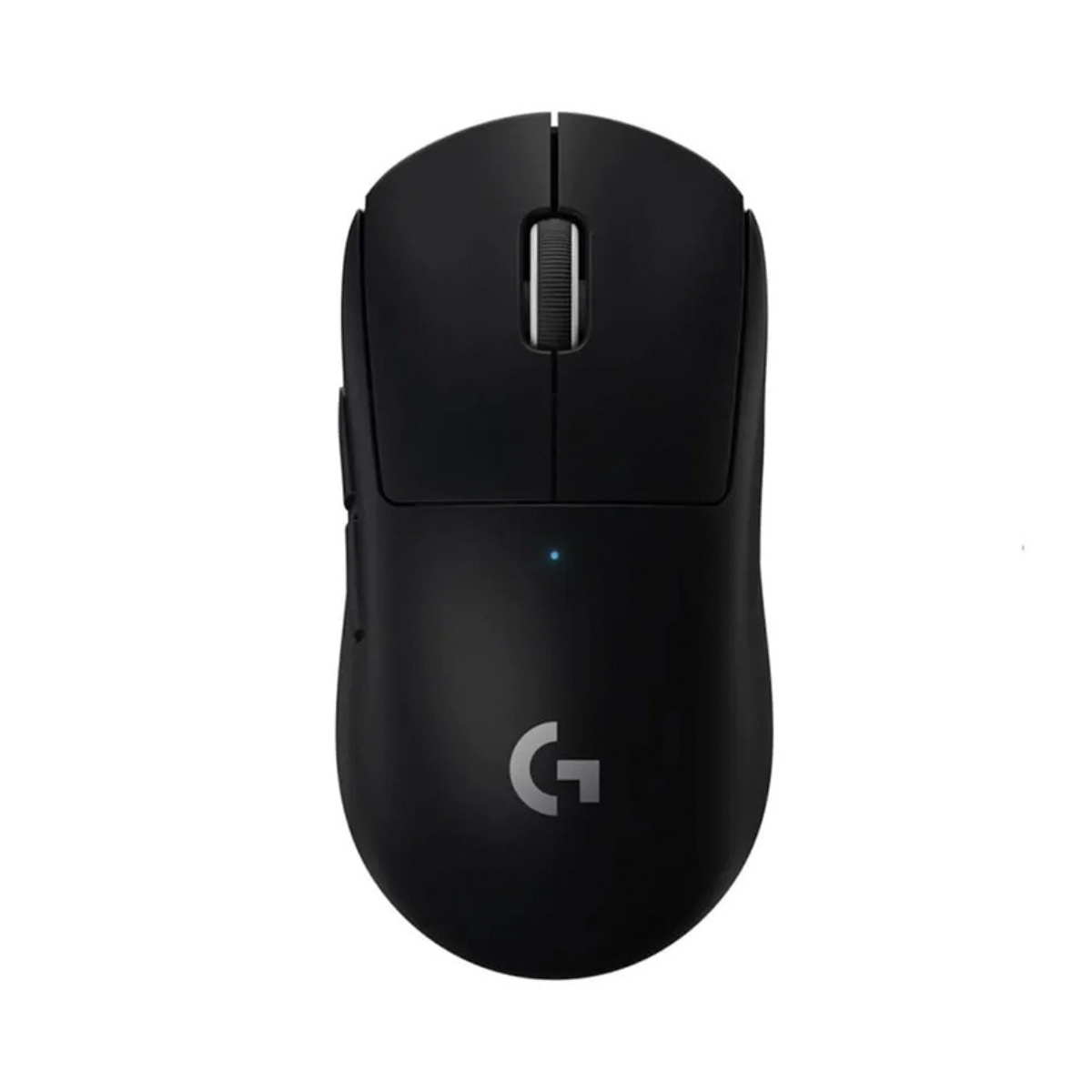 Mouse gaming Logitech PRO X SUPERLIGHT negro vista frontal con diseño minimalista ultraligero