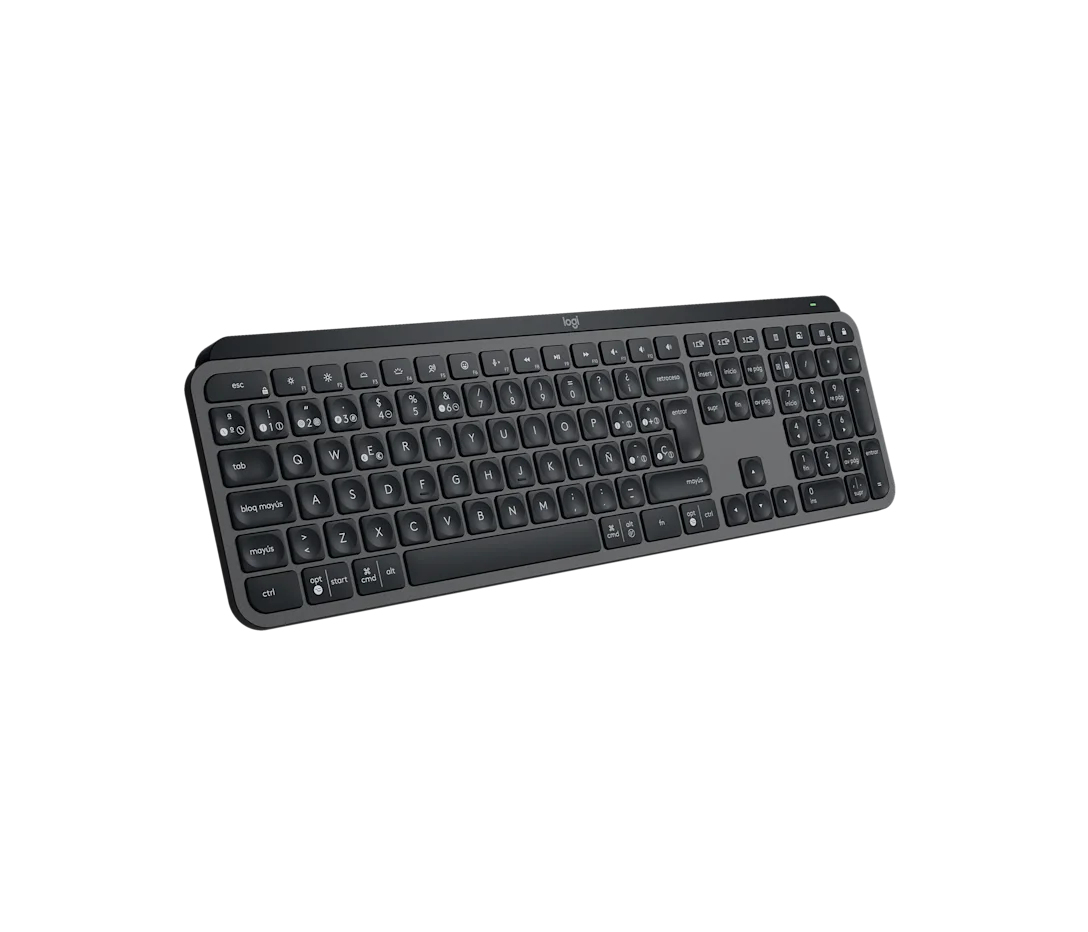 Vista superior del Teclado Logitech MX Keys S mostrando distribución QWERTY completa