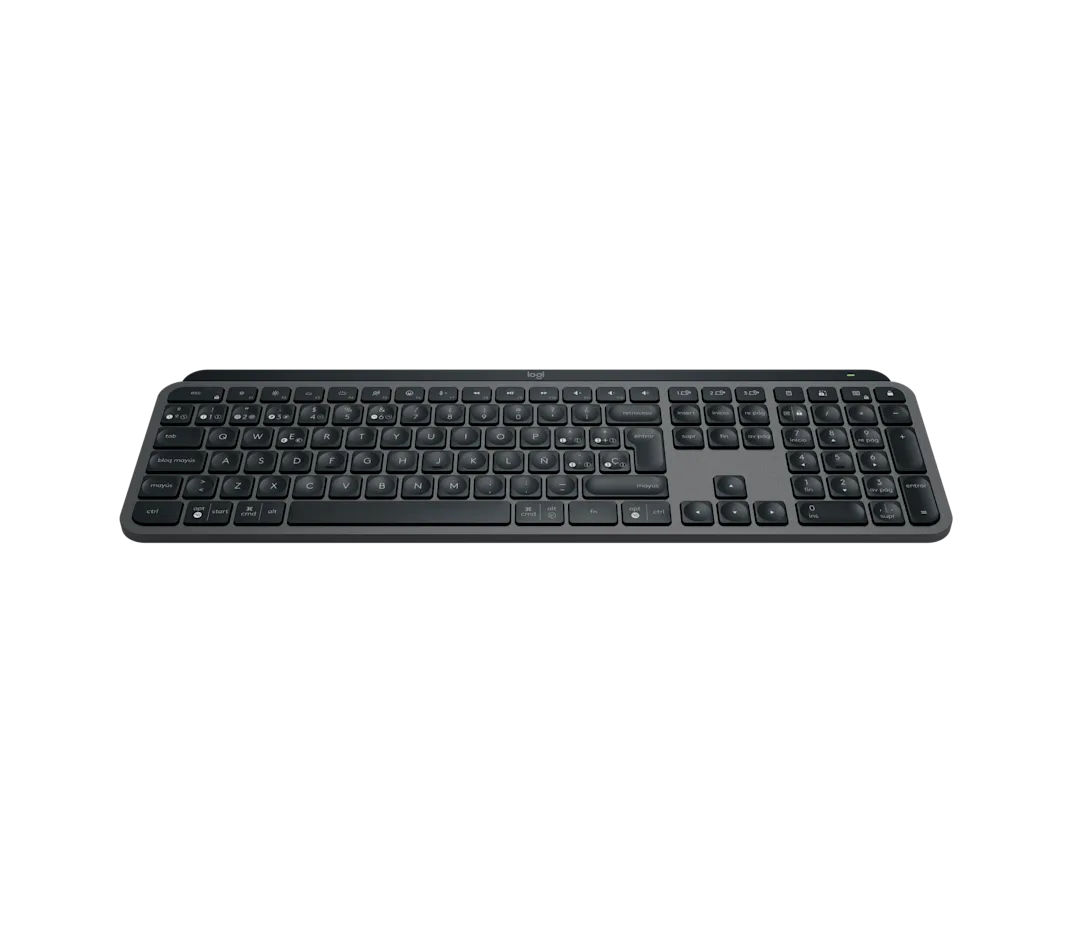 Teclado Logitech MX Keys S perfil lateral mostrando teclas de tijera perfil bajo