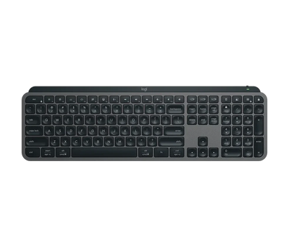 Teclado Logitech MX Keys S inalámbrico vista frontal completa con retroiluminación LED