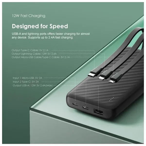 Power Bank Oraimo Slice Link | 10000mAh | 12W | 3 Puertos | OPB-P5101