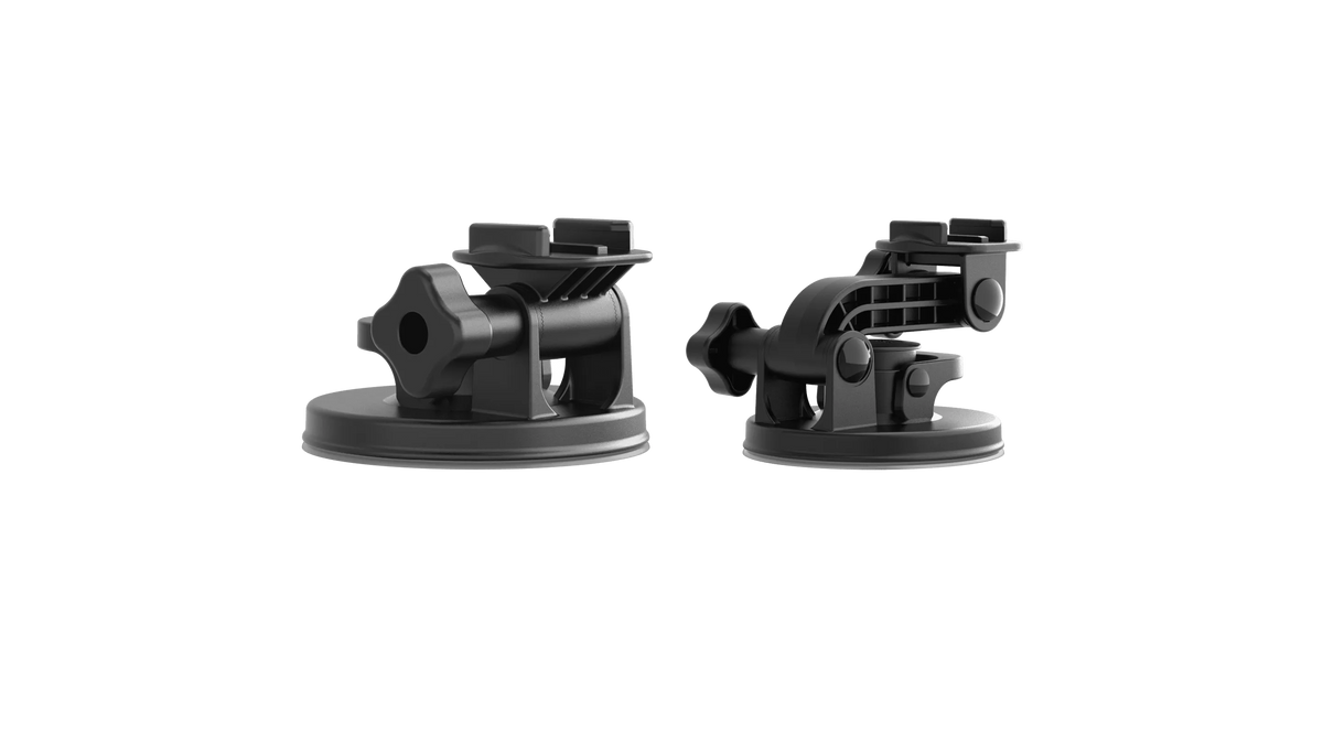 Base de ventosa industrial GoPro adherida a superficie vidrio