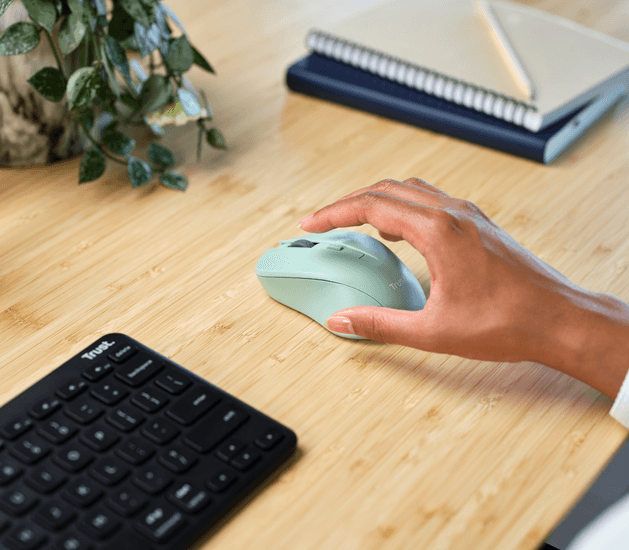 Mouse Trust Mydo silencioso vista superior mostrando botones y scroll