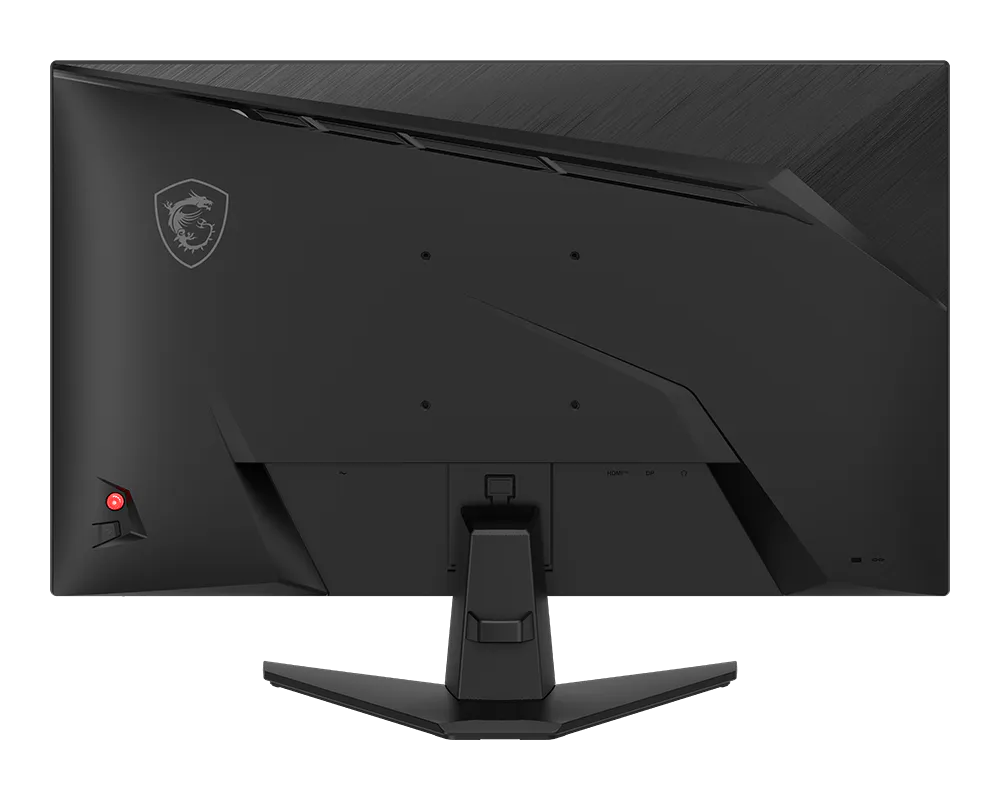 Monitor MSI MAG 272F X24 vista angular mostrando el soporte ajustable y diseño completo