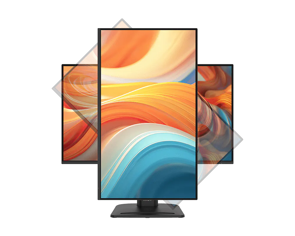 Vista lateral del monitor MSI PRO MP275PG con base ergonómica ajustable