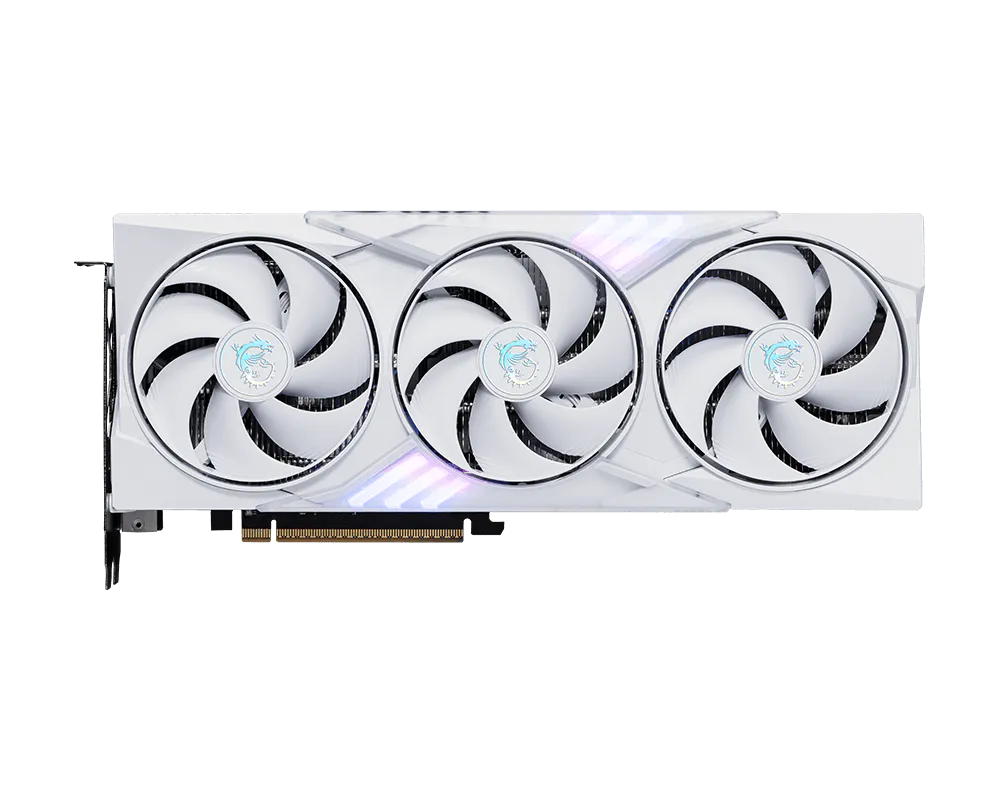 MSI GeForce RTX 5060 Gaming Trio OC White vista frontal con triple ventilador