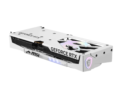RTX 5060 Gaming Trio OC White vista posterior con backplate metálico ventilado