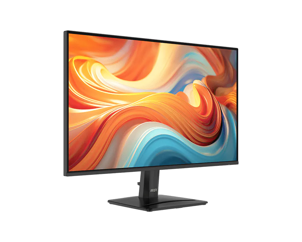 Vista lateral del monitor MSI PRO MP271 E14A mostrando el perfil delgado y diseño elegante