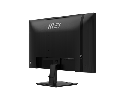 Vista superior del monitor MSI PRO MP271 27 pulgadas destacando el bisel delgado y acabado profesional