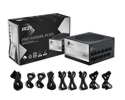 MSI PRO A1000PL PCIE5 fuente de poder detalle