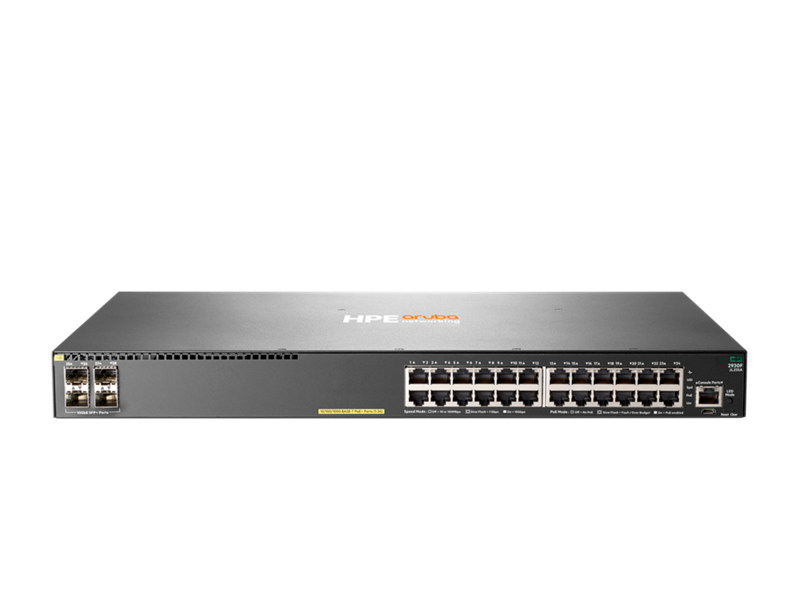 Aruba Switch 2930F 24G PoE+ 4SFP+ 370W - vista frontal