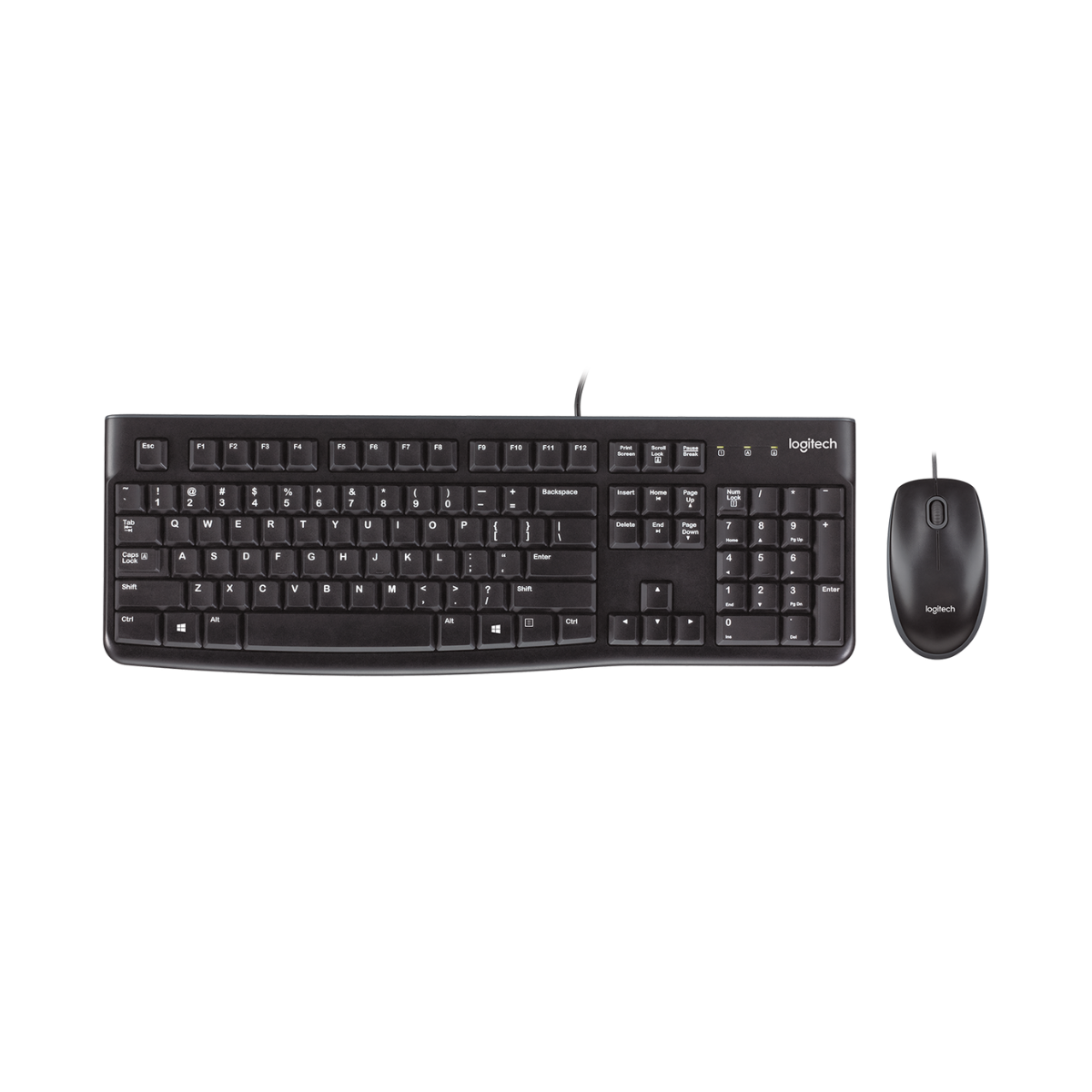 Teclado y Mouse Logitech MK120 alámbrico USB negro vista frontal completa