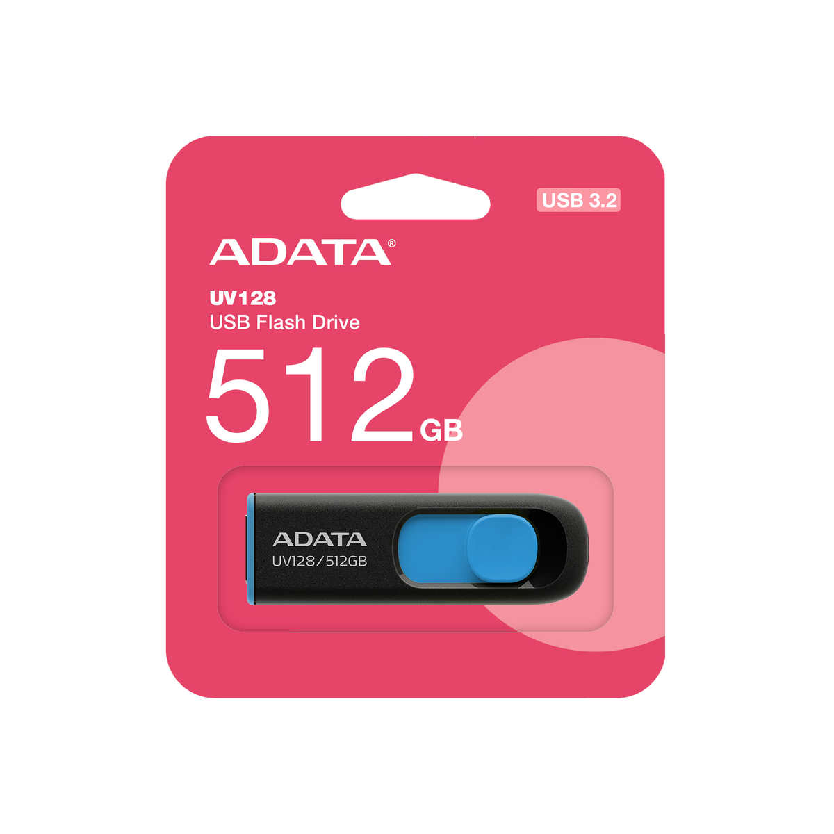 Memoria USB ADATA AUV128 | 512GB | USB 3.2 | Negro-Azul | Compacta