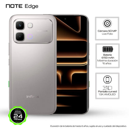 Infinix Celular 8 GB + 256 GB Lunar Titanium, NOTE Edge