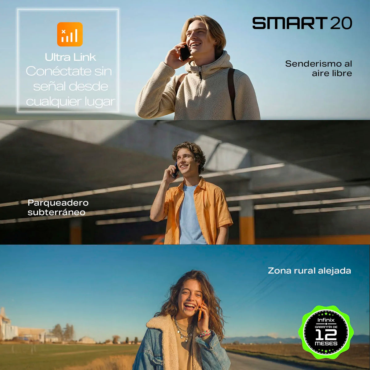 Infinix Celular 4GB + 128GB Naranja, Smart 20