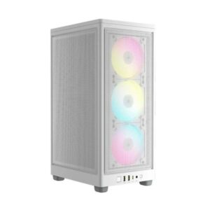 CASE RGB CORSAIR 2000D AIRFLOW MINI TOWER VENTILADORES 3 DE 120MM CON REJILLAS DE ACERO CC-9011247-WW BLANCO