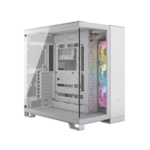 CASE GAMING RGB CORSAIR ATX iCUE LINK 6500X MID TOWER VENTILADORES 3 DE 120M CON VIDRIO LATERAL CC-9011270-WW BLANCO