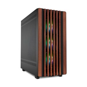 CASE GAMING RGB SHARKOON REBEL C70M MID TOWER VENTILADORES 4 DE 120MM CON VIDRIO LATERAL Y ACABADO EN MADERA FRONTAL 4044951040179 NEGRO
