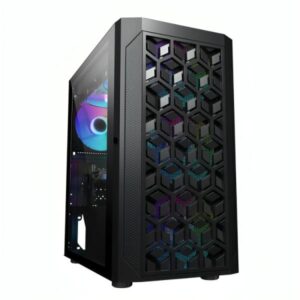 CASE GAMING RGB EAGLE WARRIOR CG06AKRA001C MINI TOWERSIN VENTILACIÓN INCLUIDA CON VIDRIO LATERAL Y MALLA FRONTAL NEGRO