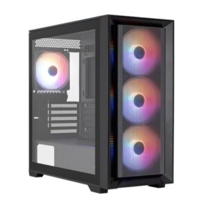 CASE GAMING RGB AEROCOOL TERN MINI MINI TOWER VENTILADORES 4 DE 120MM CON VIDRIO LATERAL Y MALLA FRONTAL TERN MINI-G-BK-V2 NEGRO