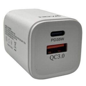 Cargador de Pared Nova PA035RBU001C | 35W | 1x USB-C | 1x USB-A | Carga Rápida | Compacto