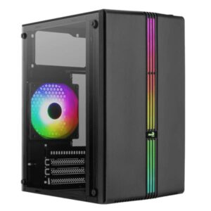 CASE RGB AEROCOOL EVO MINI-G-BK-V1 MINI TOWER VENTILADOR 1 DE 120MM CON VIDRIO LATERAL ACCS-PV42013.11 NEGRO