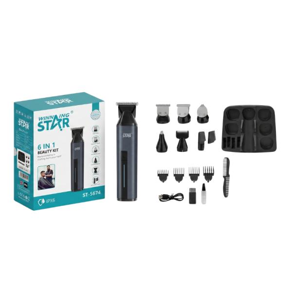 KIT DE ASEO PERSONAL WINNING STAR ST-5674 6 EN 1 6W LFJ-975-WST-17658 NEGRO