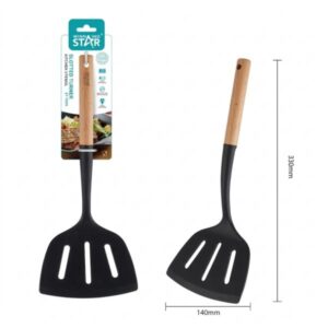 ESPÁTULA RANURADA WINNING STAR ST-7549 SILICONA / NYLON / MADERA LC-1641-WST-38864 NEGRO / MADERA