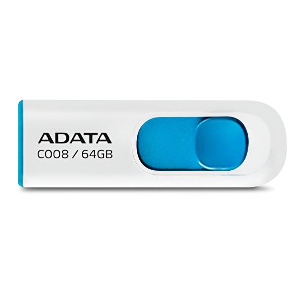 MEMORIA USB 64GB ADATA AC008 USB-A 2.0 AC008-64G-RWE BLANCO / AZUL