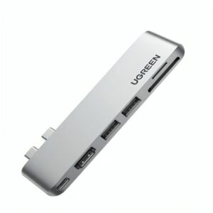 Hub UGREEN CM380 Multifuncional USB-C | 2 Puertos USB 3.0 | HDMI | Lector de Tarjetas SD/TF | Plateado
