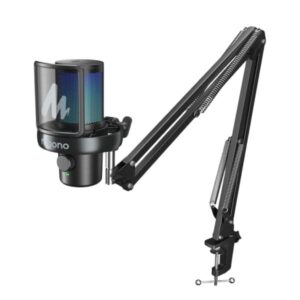 MICROFONO RGB MAONO DM40S PRO INALAMBRICO CON RECEPTOR USB-C Y USB-A CON BASE INCLUIDA