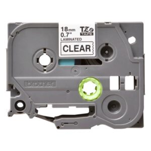 CINTA BROTHER TZE14G 18 MM NEGRO/TRANSPARENTE