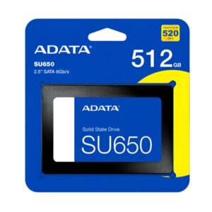 HD INTERNO SOLIDO 512GB ADATA SU650 2.5 PULG SATA III 520MB/S / 450MB/S ASU650SS-512GT-R AZUL