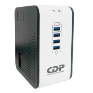 REGULADOR DE VOLTAJE CDP R2CU-AVR1008 1000VA 500W 8 TOMAS 170?270 VCA PANTALLA LED OCULTA PROTECCIÓN COAXIAL NEGRO / BLANCO